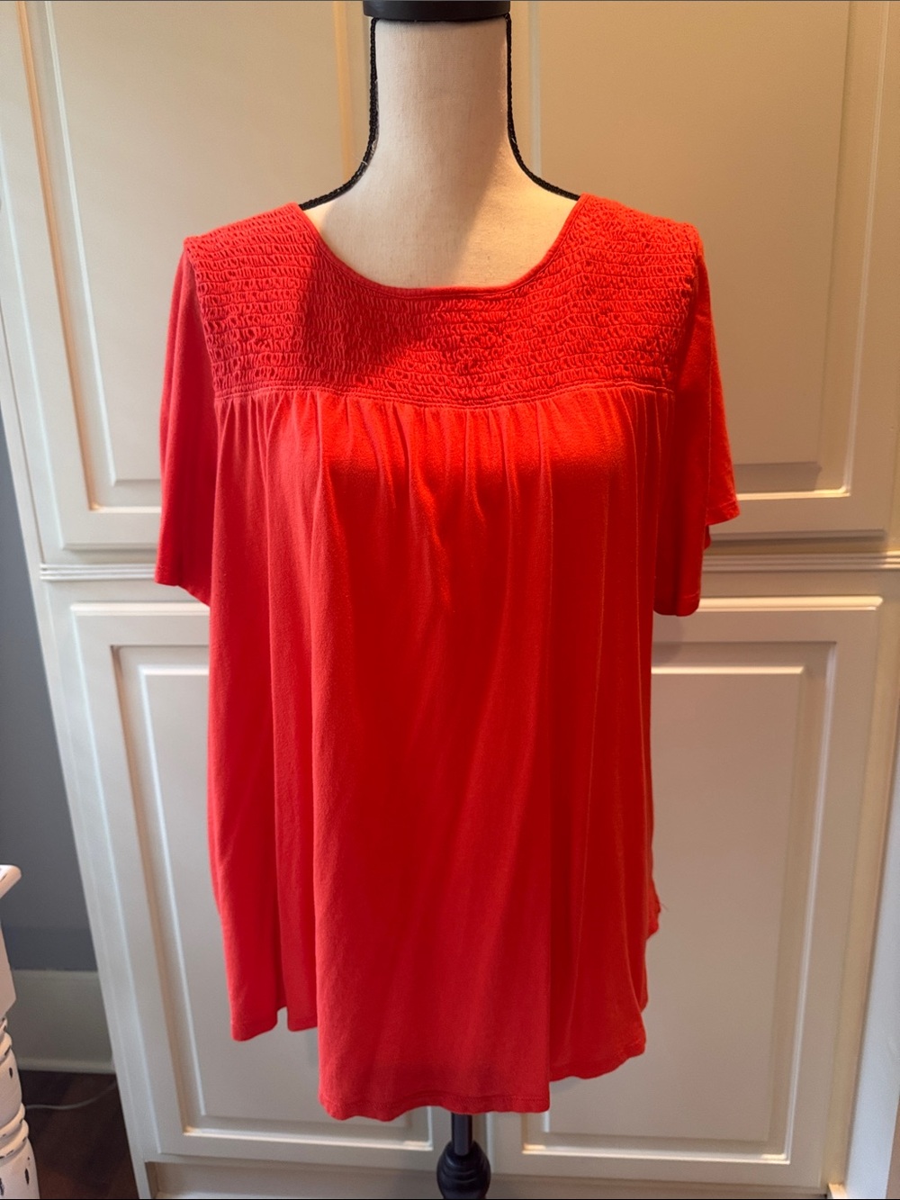 Old Navy orange  Smocked Yoke Short-Sleeve shirt